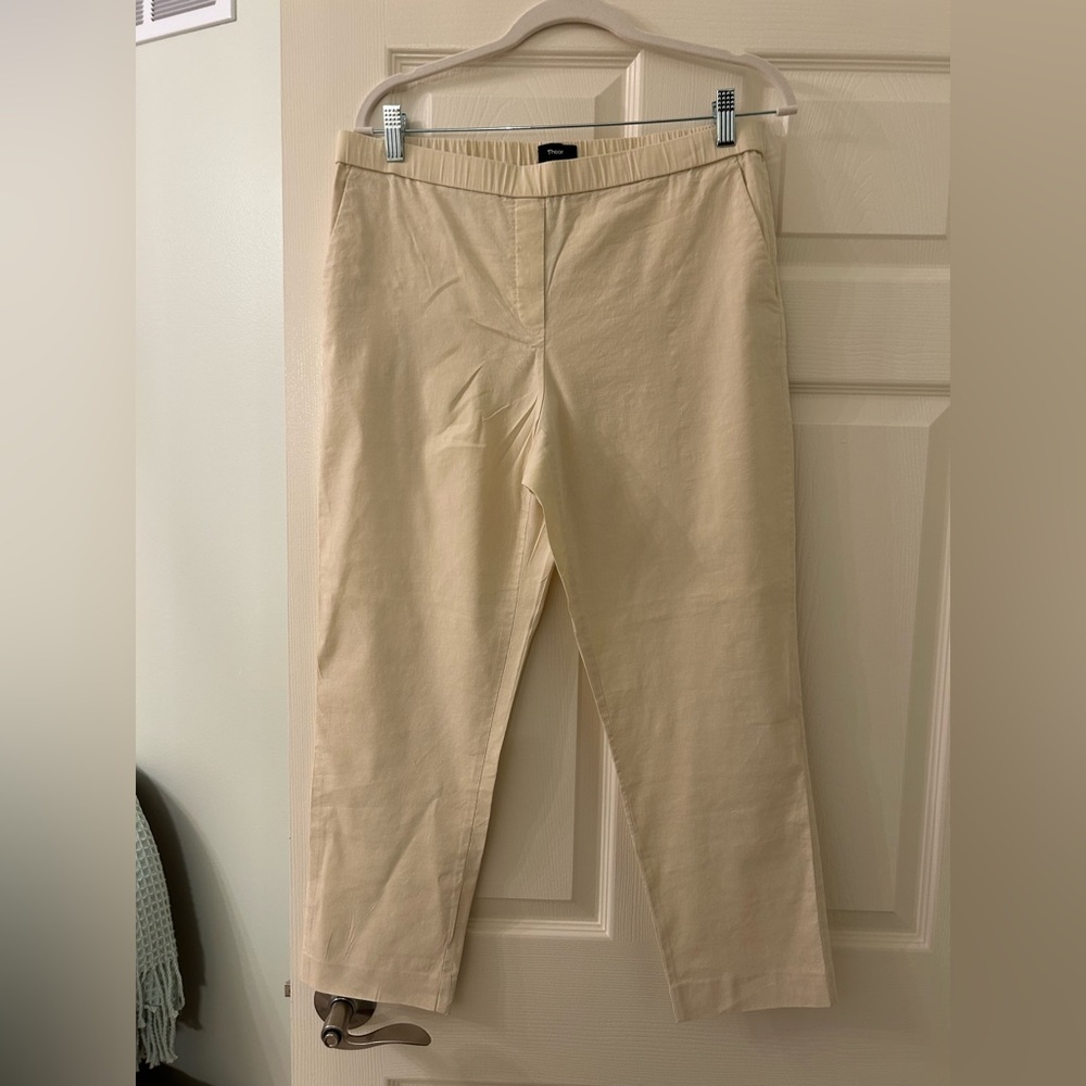 Theory straight leg linen capris